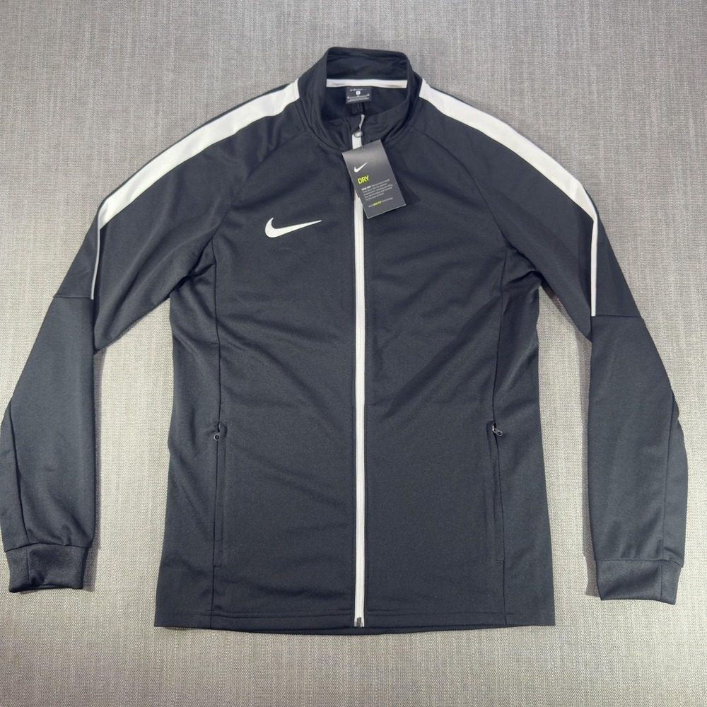 Nike Jacket Mens Medium Black White Dri-FIT Full Zip Track Soccer Training